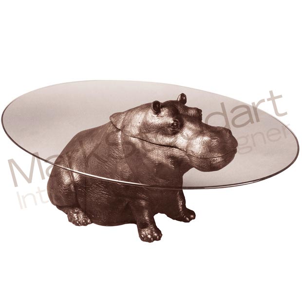 Bespoke Bronze Sculpture Mark Stoddart Cheeky Hippo Coffee Table